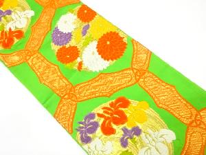 アンティーク　花丸文様織出し袋帯（材料）